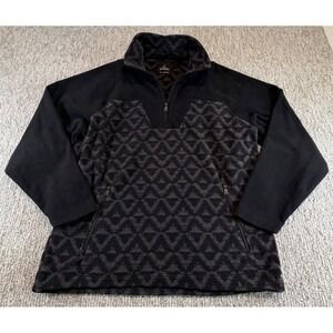 Prana Fleece Pullover Mens Medium Black Aztec Geometric Quarter Zip Jacket